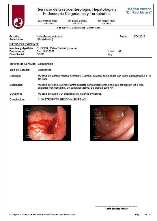 Sistema de Informes para Endoscopia – Cuspyde